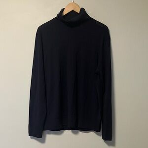 Brooks Brothers Brookstech Merino 100% merino wool Navy Blue Turtleneck Sweater